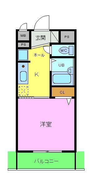 イーストウエノシバ(1K/3階)の間取り写真