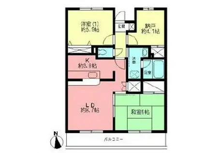 シャトレー上落合(2SLDK/3階)の間取り写真