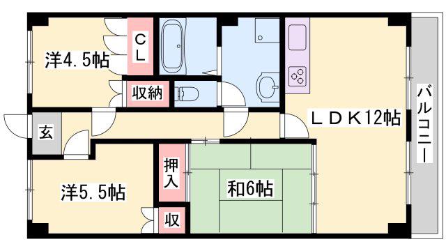 プラティーク英賀保(3LDK/5階)の間取り写真