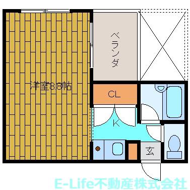 エクスコート健軍(ワンルーム/2階)の間取り写真