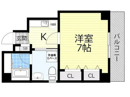 アヴェルラ都島(1K/3階)の間取り写真