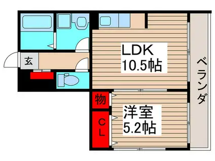 トレビナ西船橋(1LDK/2階)の間取り写真
