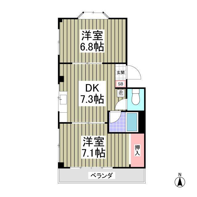 フランソワール(2DK/3階)の間取り写真