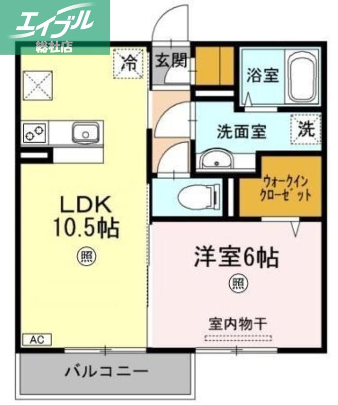 クローバーM B棟(1LDK/1階)の間取り写真
