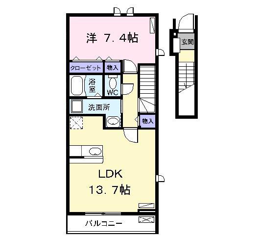 地下鉄東山線 岩塚駅 徒歩7分 2階建 築15年(1LDK/2階)の間取り写真