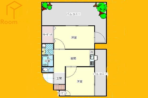 パティオ中野(2DK/4階)の間取り写真