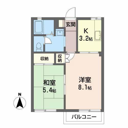 ピュアハイムA(2K/2階)の間取り写真