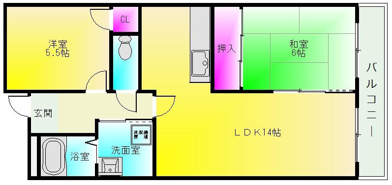セトン旭(2LDK/3階)の間取り写真