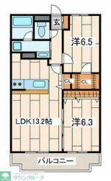 ヴァンヴェール三輪(2LDK/1階)の間取り写真