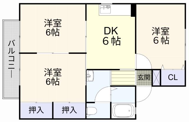 セジュール藤井(3DK/2階)の間取り写真