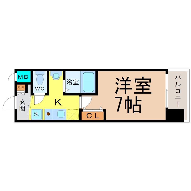 パークフラッツ金山(1K/6階)の間取り写真