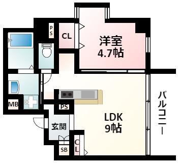 イーストコア新大阪(1LDK/4階)の間取り写真