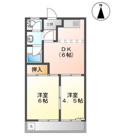 サンハイツNAWA A・B(2DK/2階)の間取り写真