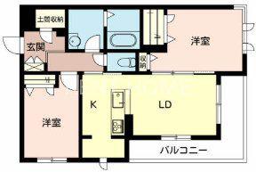 QUBE(2LDK/2階)の間取り写真