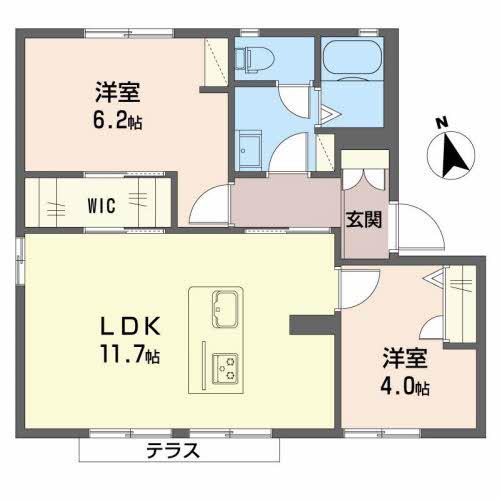 ボルトシティ熊取IIIII(2LDK/1階)の間取り写真