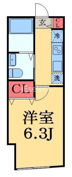 VAU HOUSE蘇我(1K/2階)の間取り写真