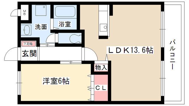 ストリーム氏神前(1LDK/1階)の間取り写真