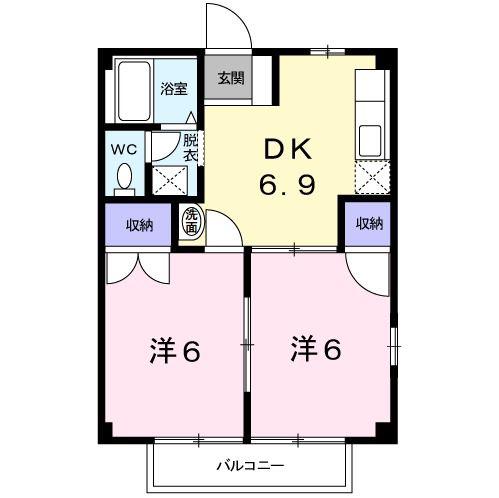 ヴェルサンリジェールC(2DK/2階)の間取り写真