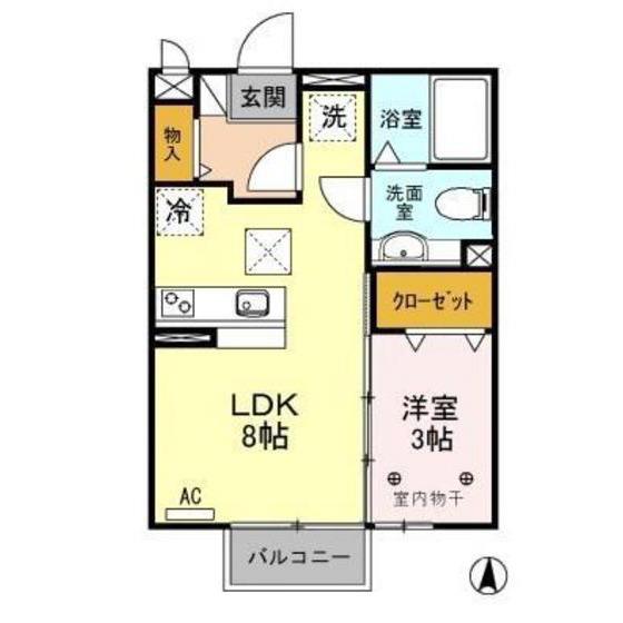 グリーンハイム(1LDK/1階)の間取り写真