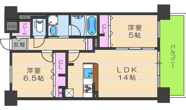 ショウエイ靭(1SLDK/4階)の間取り写真