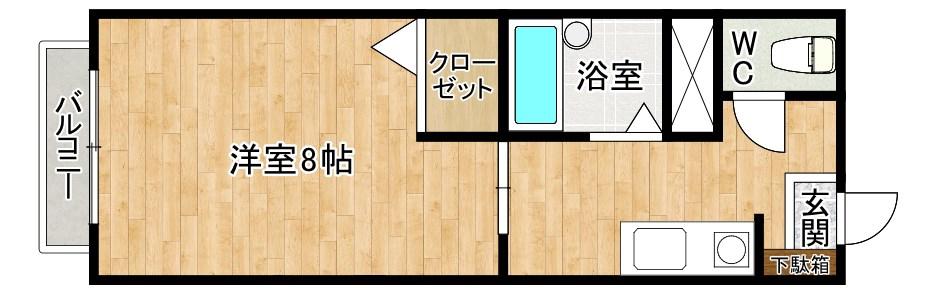 シャトーK安部山A棟(1K/1階)の間取り写真