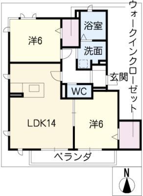 クレール長良 A棟(2LDK/3階)の間取り写真