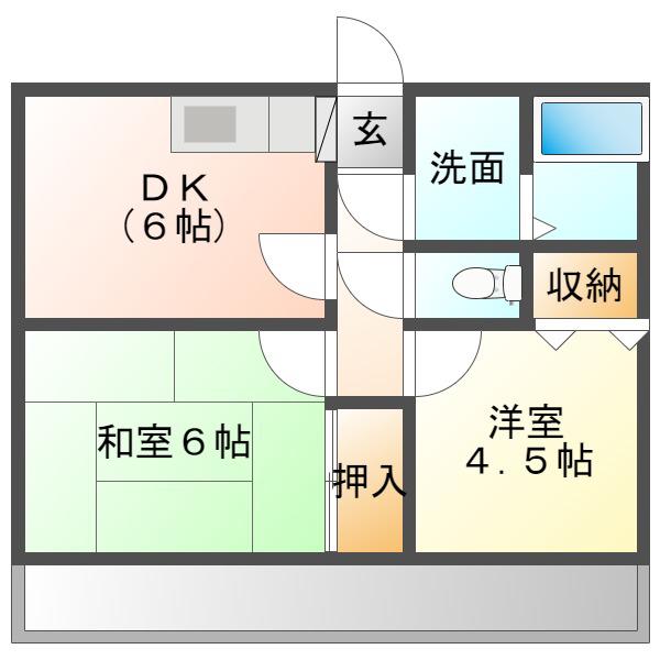 クレヨンハイツ(2DK/1階)の間取り写真