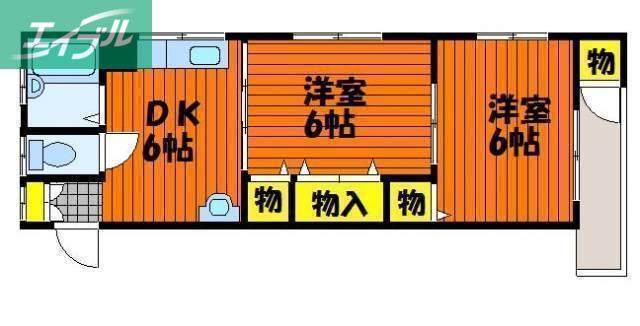 林本社ビル(2DK/3階)の間取り写真