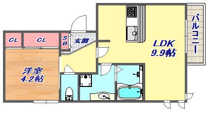 ディアコート(1LDK/1階)の間取り写真