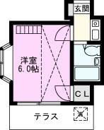 カーサルミナーレ(1K/2階)の間取り写真