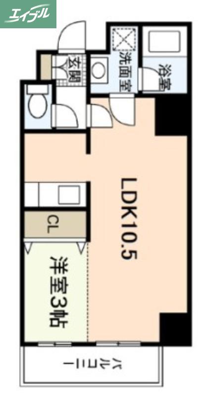 LST表町III(1LDK/3階)の間取り写真