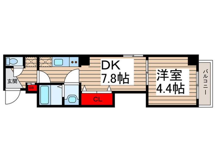 VERDE北松戸(1DK/2階)の間取り写真