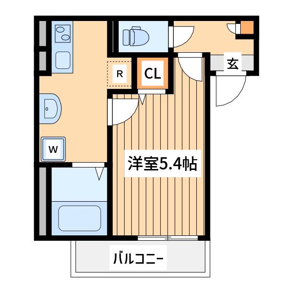 SOLANA八王子(1K/1階)の間取り写真