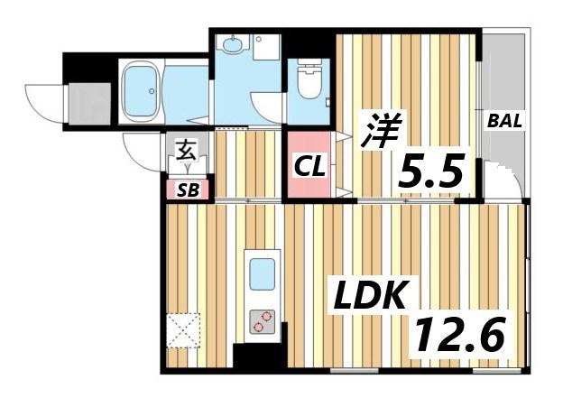 FUJI GARDEN神楽町(1LDK/7階)の間取り写真