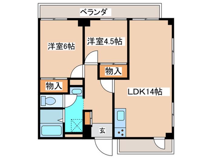 ジョイ相模大野(2LDK/6階)の間取り写真