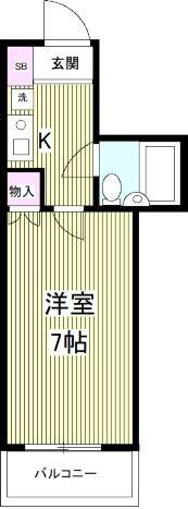 フェリスタバンビーノ(1K/3階)の間取り写真