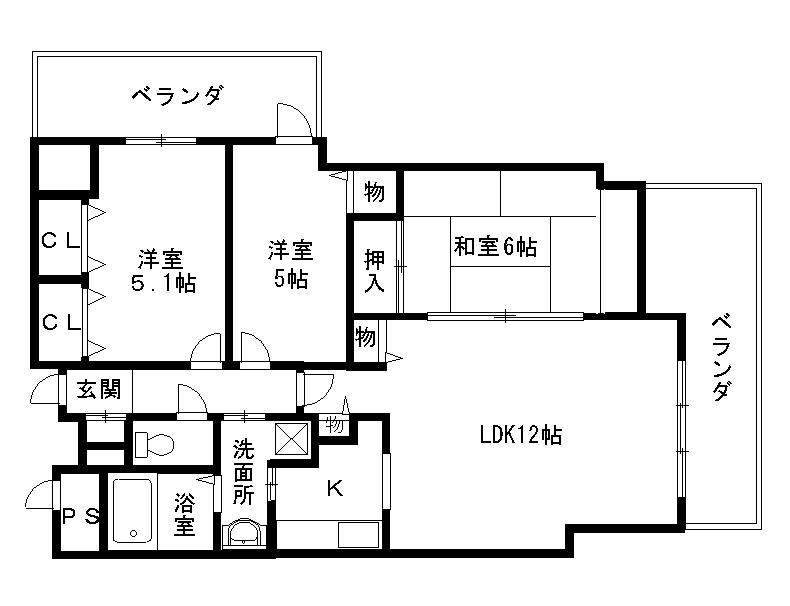 イースタンビル(3LDK/3階)の間取り写真