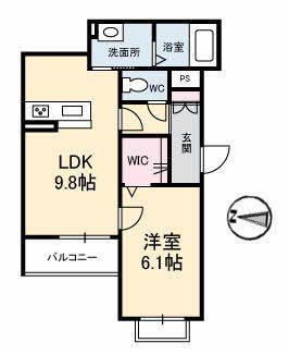 グランベレオ今津(1LDK/3階)の間取り写真