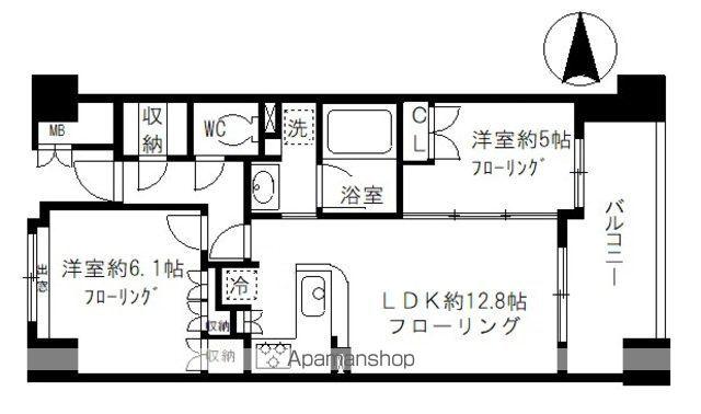 シャリエ錦糸町石原(2LDK/9階)の間取り写真