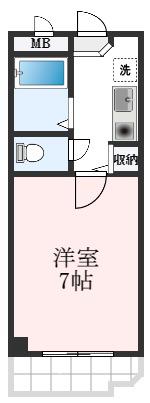 TSサンライズ(1K/4階)の間取り写真