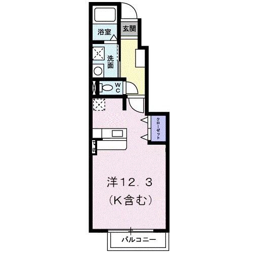 花の木II(ワンルーム/1階)の間取り写真