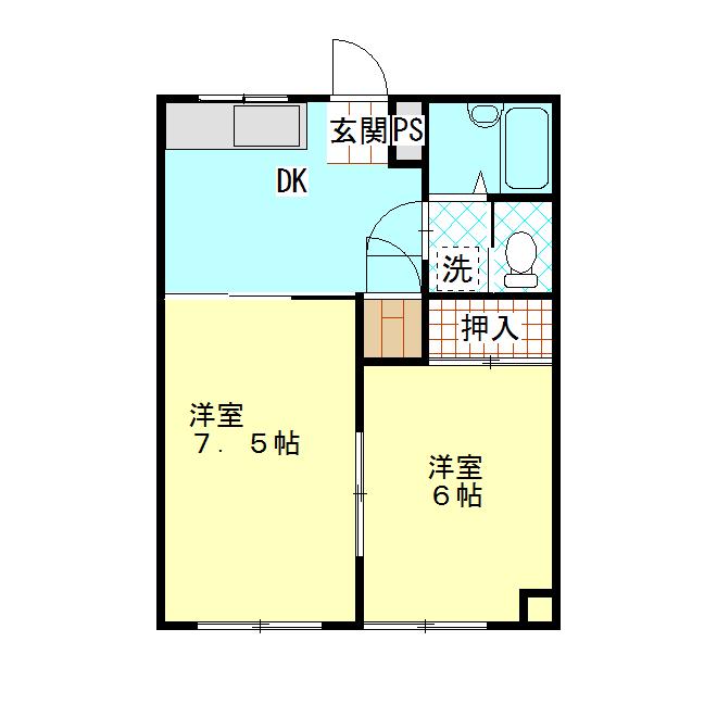 横尾ハイツ(2DK/2階)の間取り写真