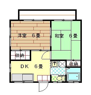 角井荘(2DK/2階)の間取り写真