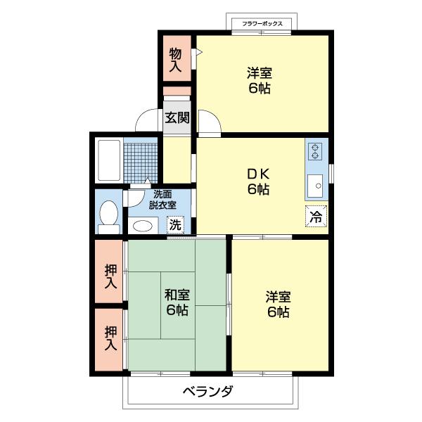 オプトシティ(3DK/1階)の間取り写真