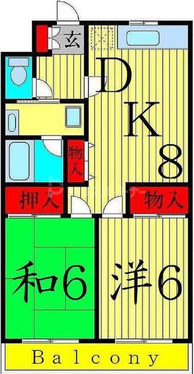 ドルフ綾瀬(2DK/1階)の間取り写真