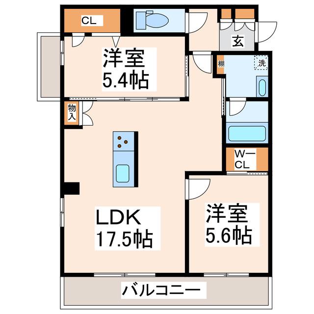 フォンス水前寺公園(2LDK/3階)の間取り写真