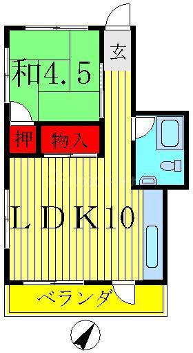 ハイツサンヨ-(1LDK/5階)の間取り写真