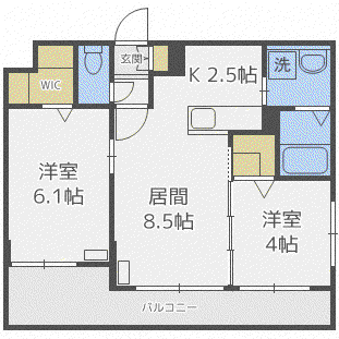 カーサフォレスト北円山(2LDK/3階)の間取り写真