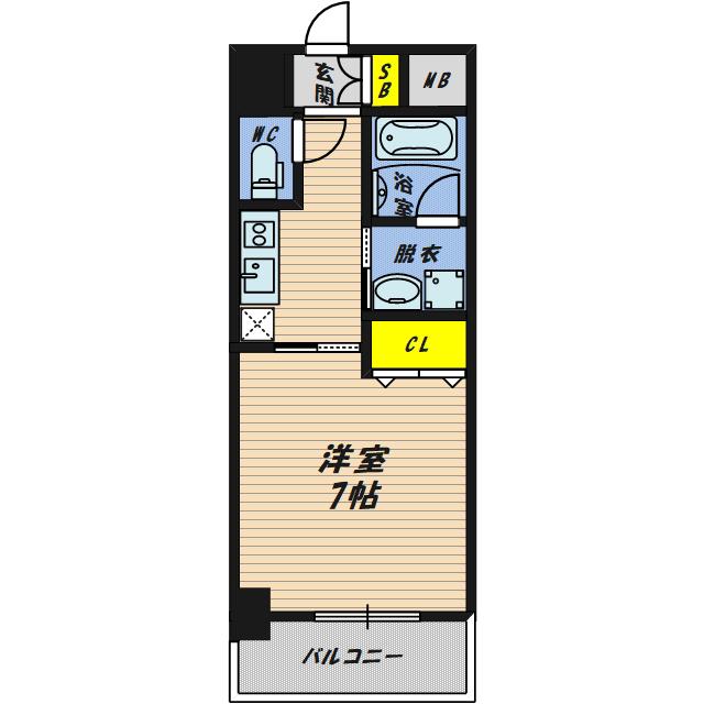 CASA・京橋(1K/9階)の間取り写真