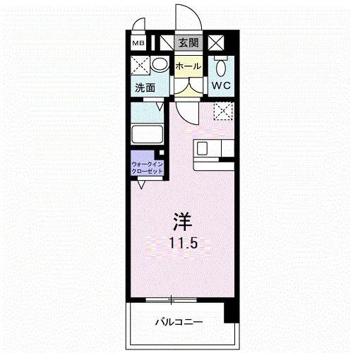 エルモソ ピソ(1K/3階)の間取り写真